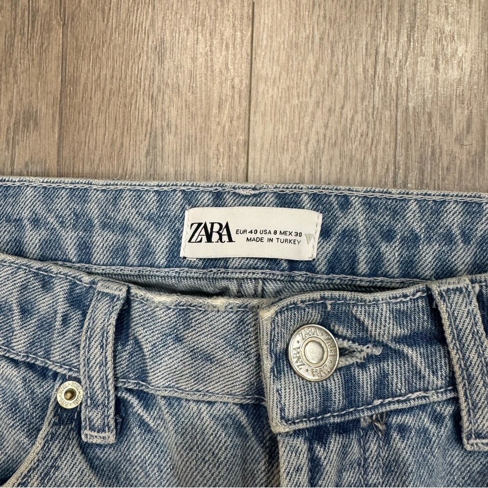 Zara Mugler Inspired Blue Straight Leg Jeans Size US 8 Euro 40 - Picture 7 of 11